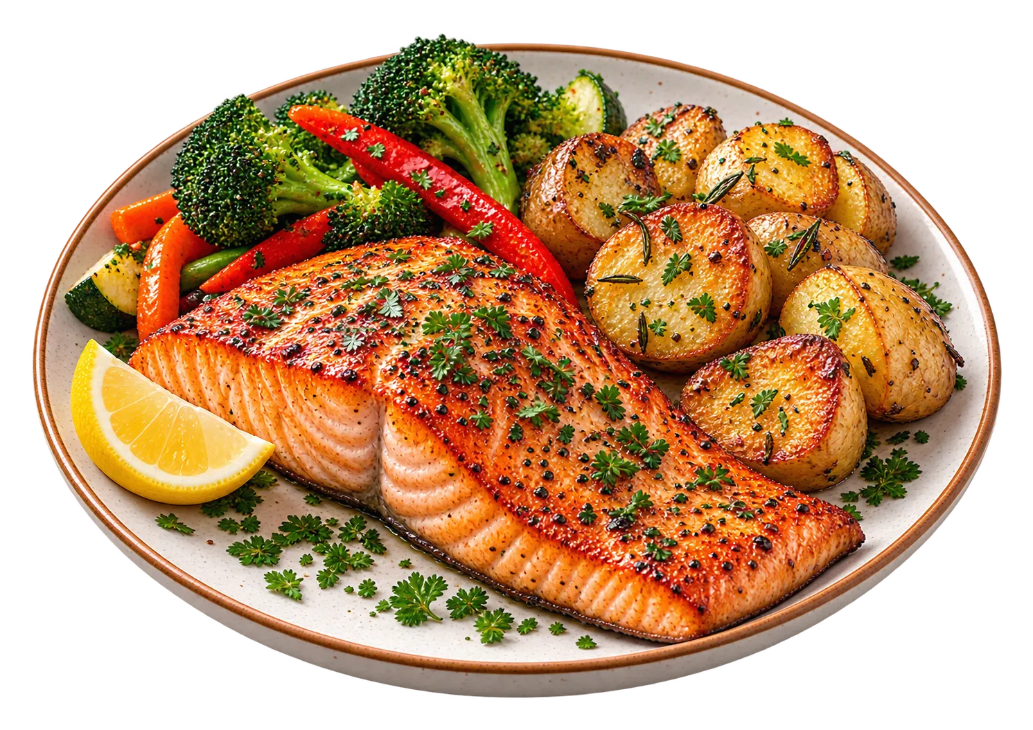 Salmon + potatoes, logged on Tue